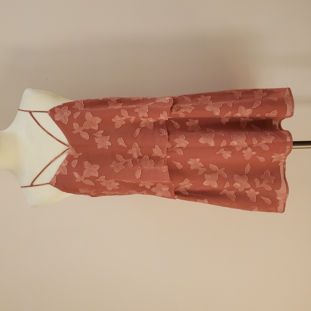 Abbeline Tiered Strappy Floral Terracotta Dress, Size Small